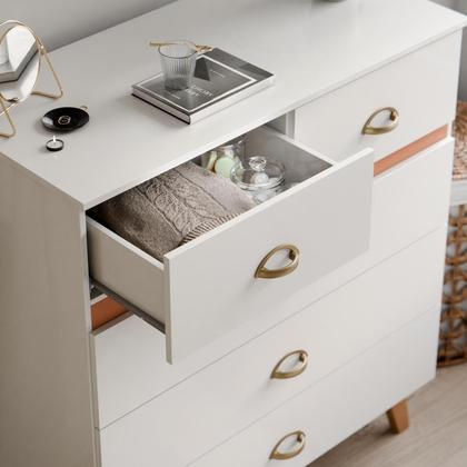 Imagem de Cômoda Ibiza Organizadora De Roupa Para Quarto Grande Estilo Retrô Com 5 Gavetas