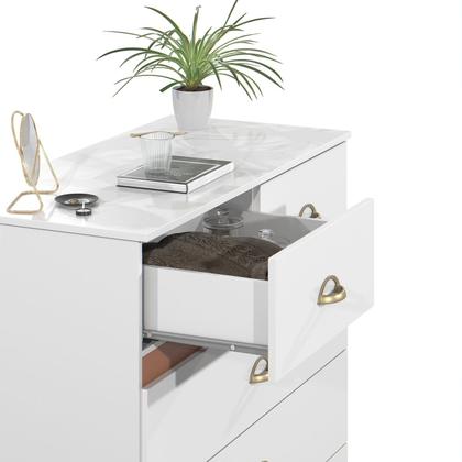 Imagem de Cômoda Ibiza Organizadora De Roupa Para Quarto Grande Estilo Retrô Com 5 Gavetas