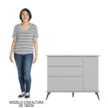 Imagem de Cômoda Infantil 1 Porta 3 Gavetas 100% MDF Pés Retrô Mel P04 Cinza - Mpozenato