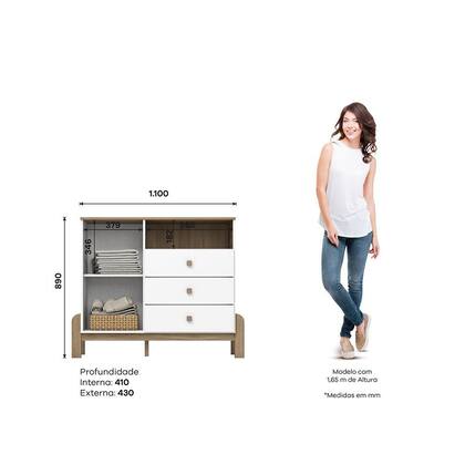 Imagem de Cômoda Infantil 1 Porta 3 Gavetas Henn Ternura