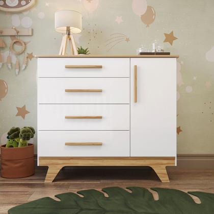 Imagem de Cômoda Infantil 1 Porta 4 Gavetas 119cm 100% MDF Kakau Retrô Espresso Móveis