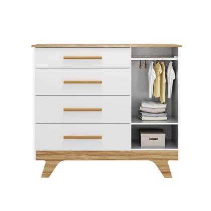 Imagem de Cômoda Infantil 1 Porta 4 Gavetas 119cm 100% MDF Kakau Retrô Espresso Móveis