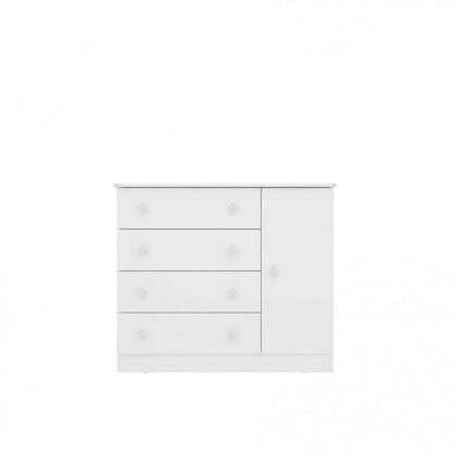Imagem de Cômoda Infantil 1 Porta 4 Gavetas Doce Sonho Branco