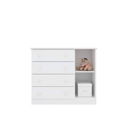 Imagem de Cômoda Infantil 1 Porta 4 Gavetas Doce Sonho Qmovi Branco