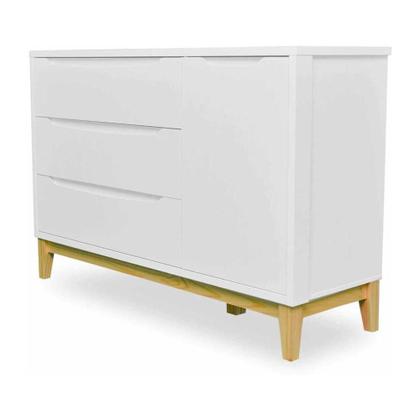 Imagem de Cômoda Infantil 3 Gavetas 1 Porta Multimóveis CR40024 Branco Acetinado
