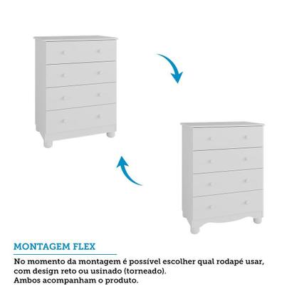 Imagem de Cômoda Infantil 4 Gavetas 100% MDF Mimo Espresso Móveis