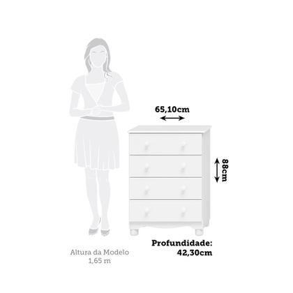 Imagem de Cômoda Infantil 4 Gavetas 100% MDF Mimo Espresso Móveis