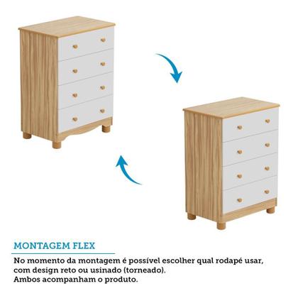 Imagem de Cômoda Infantil 4 Gavetas 100% MDF Mimo Espresso Móveis