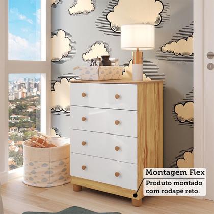 Imagem de Cômoda Infantil 4 Gavetas 100% MDF Mimo Espresso Móveis