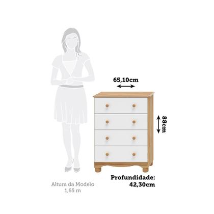 Imagem de Cômoda Infantil 4 Gavetas 100% MDF Mimo Espresso Móveis