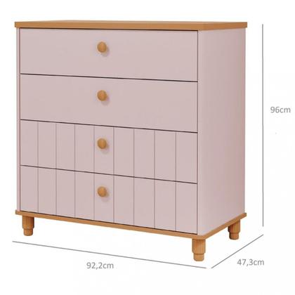 Imagem de Cômoda Infantil 4 Gavetas com Pés 100 MDF Lívia Permobili