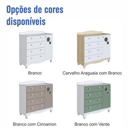 Imagem de Cômoda Infantil 4 Gavetas e 1 Porta Linha Encanto