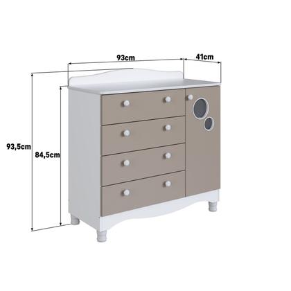 Imagem de Cômoda Infantil 4 Gavetas e 1 Porta Linha Encanto