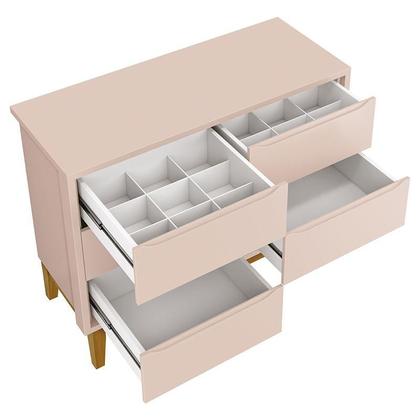 Imagem de Cômoda Infantil 6 Gavetas Classic Rosa Acetinado com Pés Madeira  Reller