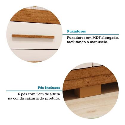 Imagem de Cômoda Infantil 8 Gavetas 100% MDF 112cm Brincare Espresso Móveis Bege/Cinamomo/Off White