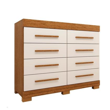 Imagem de Cômoda Infantil 8 Gavetas 100% MDF 112cm Brincare Espresso Móveis Bege/Cinamomo/Off White
