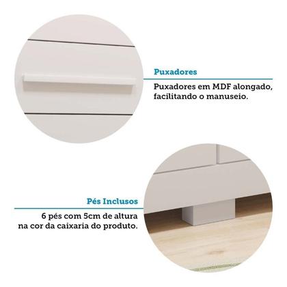 Imagem de Cômoda Infantil 8 Gavetas 100% MDF 112cm Brincare Espresso Móveis Branco