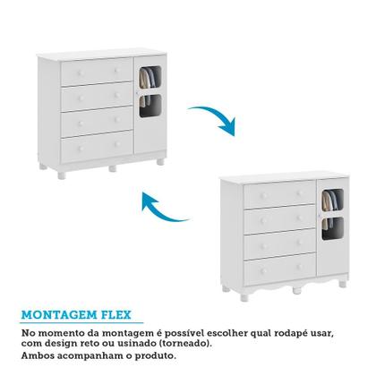 Imagem de Cômoda Infantil 95cm 1 Porta com Janela e 4 Gavetas Mimo 100% MDF Espresso Móveis