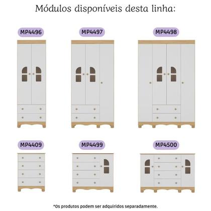 Imagem de Cômoda Infantil 95cm 1 Porta Com Vidro E 4 Gavetas Aurora Multimóveis MP4499 Madeirado/branco