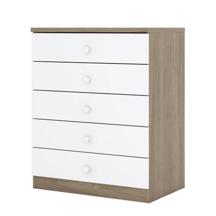Imagem de Cômoda Infantil Bala De Menta 05 Gavetas Rústico Com Branco