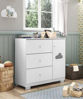 Imagem de Cômoda Infantil Bebê Nuvem 3 gavetas Com Porta Branco _ Phoenix Baby