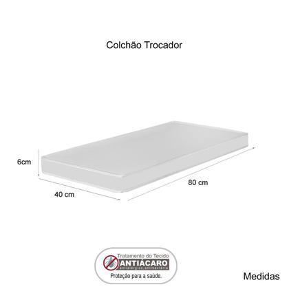 Imagem de Cômoda Infantil Bebê Sapateira Quarto Criança Com Trocador Colchão Impermeável Baby Macio Regulagem de Altura Corrediça Telescópica