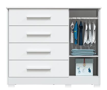 Imagem de Cômoda infantil Charlo Moveis Peroba MDF 04 gavetas 01 porta