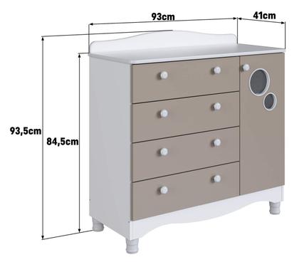 Imagem de Cômoda Infantil com 4 Gavetas e 1 Porta ENC003 Linha Encanto Completa Móveis