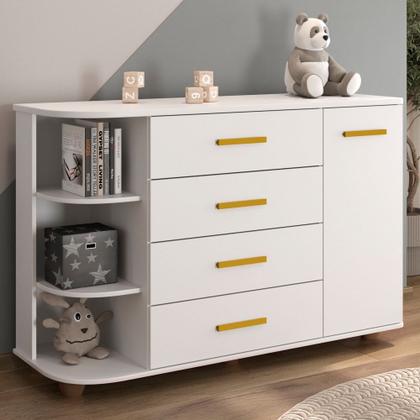 Imagem de Cômoda Infantil com Cantoneira Laura 1 Porta Branco - Mpozenato