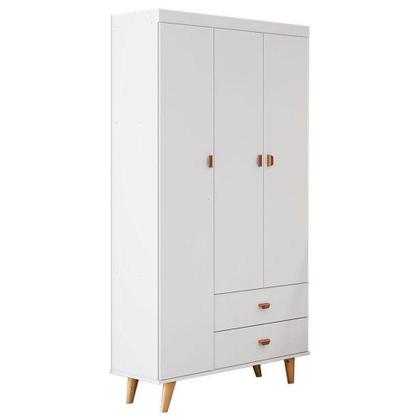 Imagem de Cômoda Infantil Com Guarda Roupa 3 Portas Duda Branco Acetinado Bétula - Carolina