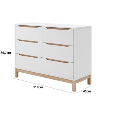 Imagem de Cômoda Infantil Cozy 6 gavetas Espaço para Tocador MDF Branco com Carvalho Malva