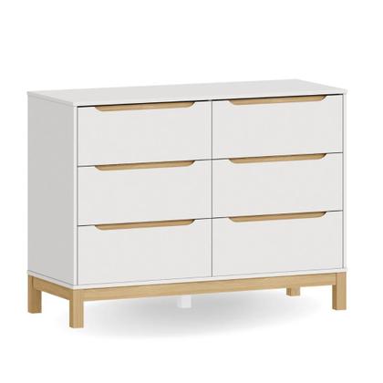 Imagem de Cômoda Infantil Cozy 6 gavetas Espaço para Tocador MDF Branco com Carvalho Malva