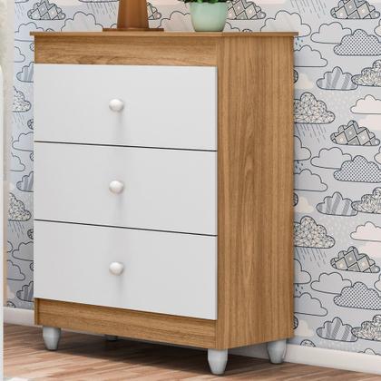 Imagem de Cômoda Infantil de Bebe Ternura com 3 gavetas Nature/Branco