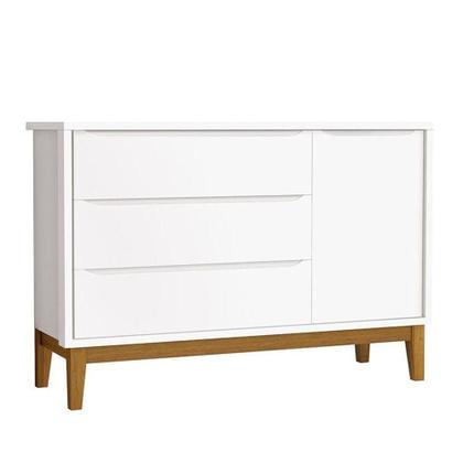 Imagem de Cômoda Infantil E Guarda Roupa 3 Portas New Classic Branco Com Pés Madeira  Reller