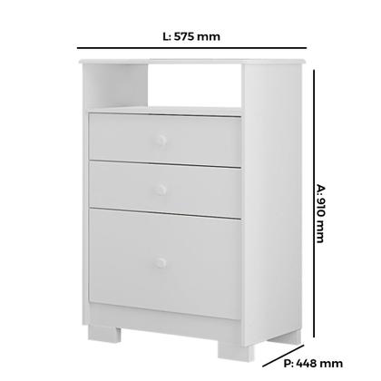 Imagem de Cômoda Infantil Encanto 100 MDF 3 Gavetas e kit de Pés