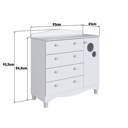 Imagem de Cômoda Infantil Encanto 4 Gavetas e 1 Porta Branco - Completa Móveis