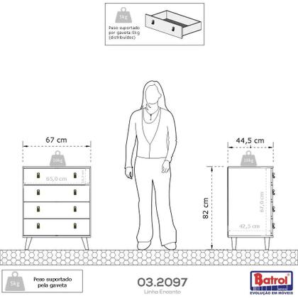 Imagem de Cômoda Infantil Encanto Para Quarto Do Bebê Com 4 Gavetas