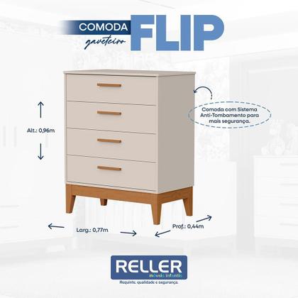 Imagem de Cômoda Infantil Flip 4 Gavetas - Reller Móveis