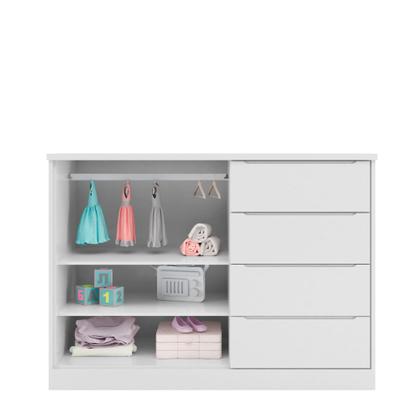 Imagem de Cômoda Infantil Jade 130cm 100% MDF Branco Semi Brilho - sallar home