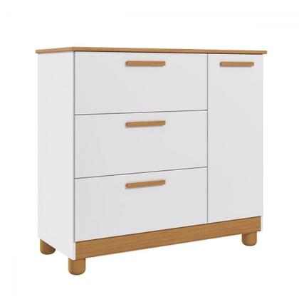 Imagem de Cômoda Infantil Jujuba 3 Gavetas 1 Porta Branco/Nature - Permóbili