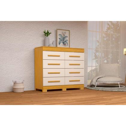 Imagem de Cômoda Infantil Nalu c/ 8 Gavetas Nature/Off White - ACP