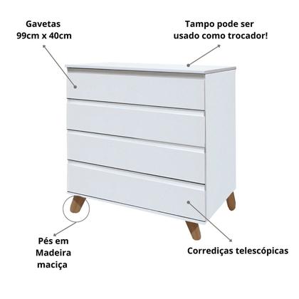 Imagem de Cômoda Infantil Ninho 4 Gavetas 100 Cm