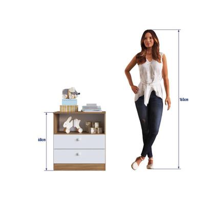 Imagem de Cômoda Infantil Organizadora 2 Gavetas com Nicho 60,8cm para Quarto de Bebê Nogal com Branco