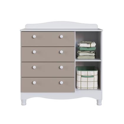 Imagem de Cômoda Infantil Organizadora 4 Gavetas Grande e 1 Porta com Prateleira e Trocador para Quarto de Bebê