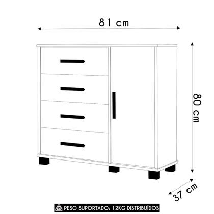 Imagem de Cômoda Infantil Para Quarto 80cm 4 Gavetas Carruagem Rosa Z53 - Mpozenato