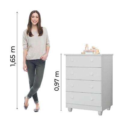 Imagem de Cômoda Infantil Para Quarto Bebê 4 Gavetas Lara Branco J&a Branco