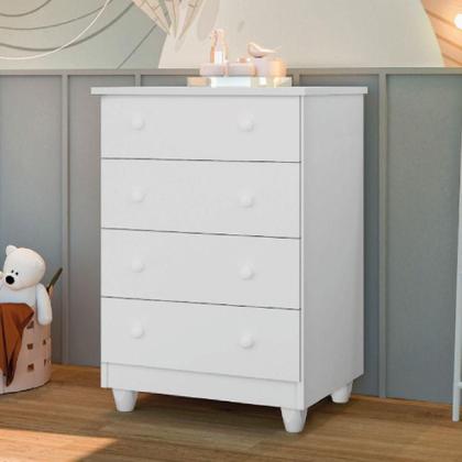 Imagem de Cômoda Infantil Para Quarto Bebê 4 Gavetas Lara Branco J&a Branco