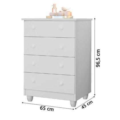 Imagem de Cômoda Infantil Para Quarto Bebê 4 Gavetas Lara Branco J&a Branco