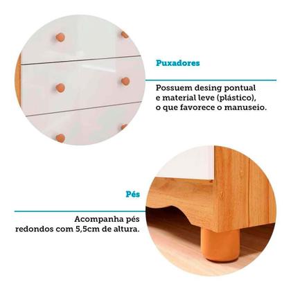 Imagem de Cômoda Infantil Peroba New Junior Simples 4 Gavetas