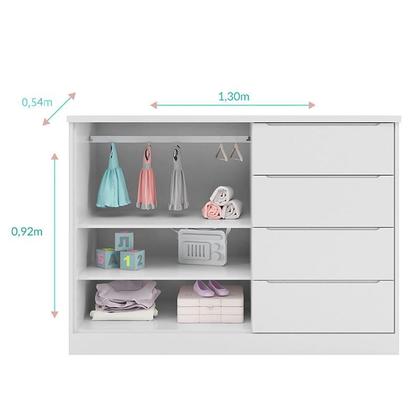 Imagem de Cômoda Infantil Pérola com 2 Portas e 4 Gavetas Branco - Phoenix Baby